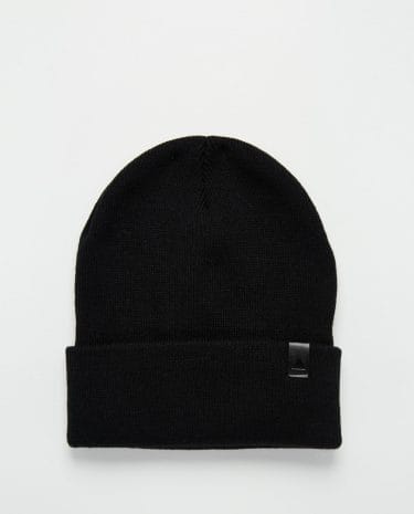 Fashion Shop - ASOS Beanie in Black with Patch - Black