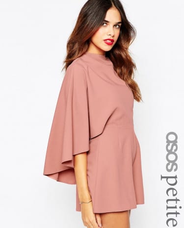 Fashion Shop - ASOS PETITE Playsuit with Cape Sleeve - Blush