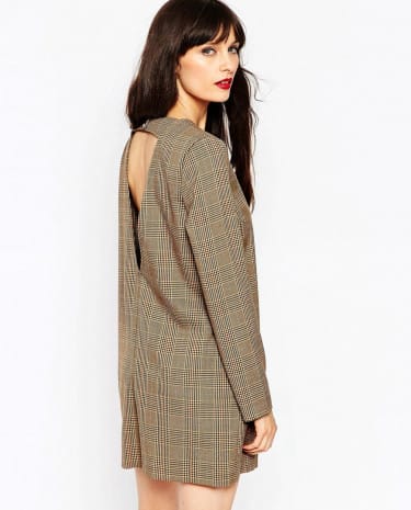 Fashion Shop - ASOS Relaxed Check Playsuit with Open Back - Check