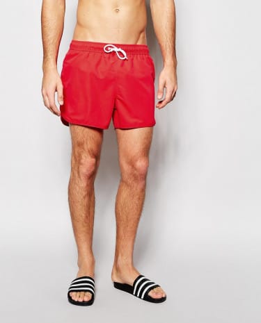 Fashion Shop - ASOS Runner Swim Shorts In Short Length - Red