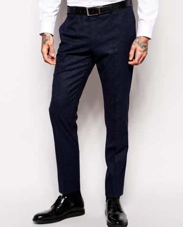 Fashion Shop - ASOS Skinny Fit Suit Pants With Velvet Trim - Navy