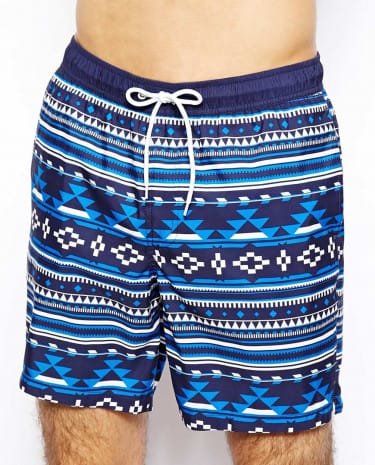 Fashion Shop - ASOS Swim Short In Aztec Print - Navy