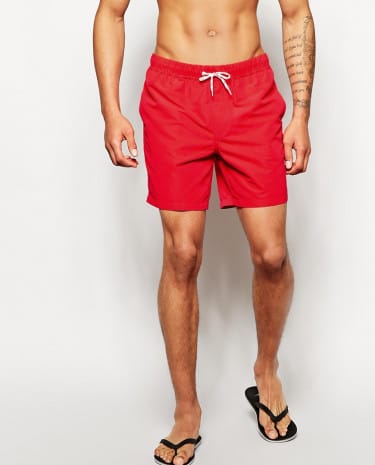 Fashion Shop - ASOS Swim Shorts In Mid Length - Red