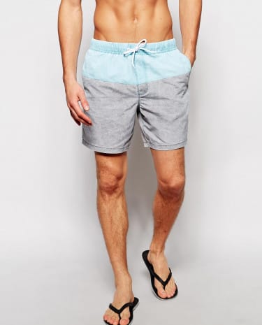 Fashion Shop - ASOS Swim Shorts In Mid Length With Acid Wash - Grey
