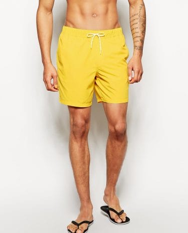Fashion Shop - ASOS Swim Shorts In Mid Length - Yellow
