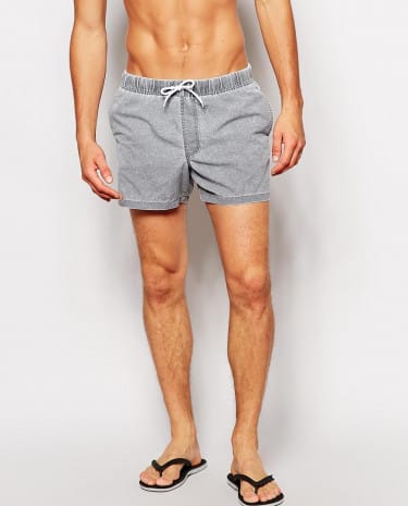 Fashion Shop - ASOS Swim Shorts With Acid Wash In Short Length - Grey