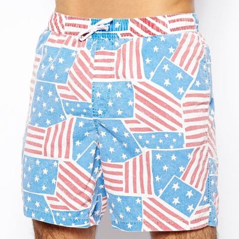 Fashion Shop - ASOS Swim Shorts With USA Flag - Blue