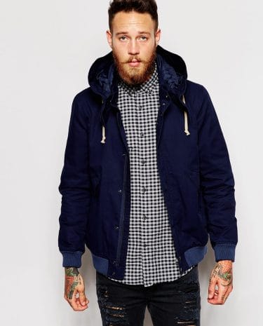 Fashion Shop - ASOS Twill Hooded Jacket In Navy - Navy
