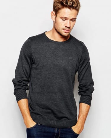 Fashion Shop - Blend Crew Knit Jumper Slim Fit in Charcoal - Charcoal