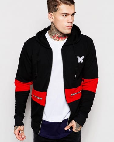 Fashion Shop - Good For Nothing Hoodie With Zip Detail - Blackred