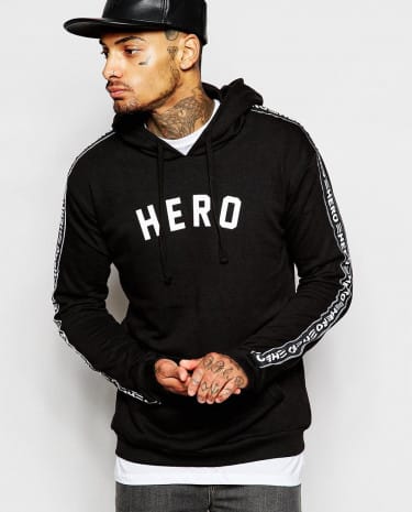 Fashion Shop - Hero&apos;s Heroine Hoodie With Taping Detail - Black