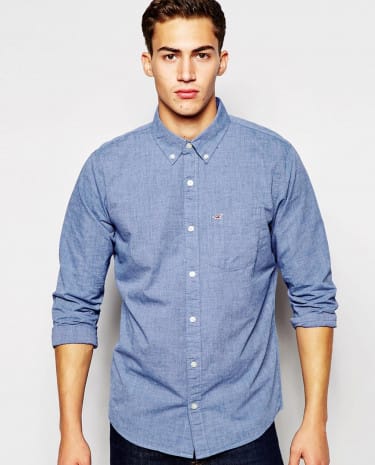 Fashion Shop - Hollister Shirt in End on End Poplin - Estateblue