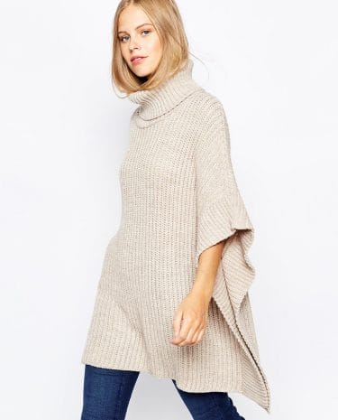 Fashion Shop - Lost Ink Slouchy Roll Neck Poncho - Taupe