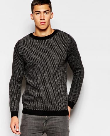 Fashion Shop - United Colors of Benetton Textured Knitted Jumper - Black