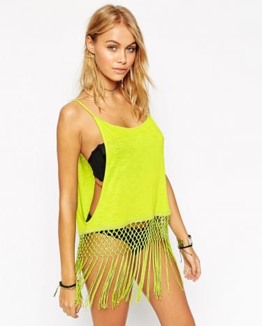 Fashion Shop - ASOS Macrame Fringe Trim Beach Cover Up - Beatgreen