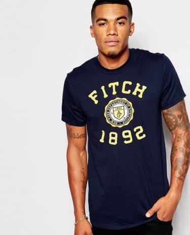 Fashion Shop - Abercrombie & Fitch T-Shirt with Crest Applique - Navy