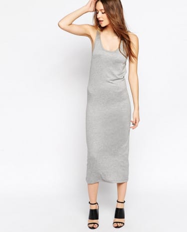 Fashion Shop - BACK by Ann Sofie Logo Elastic Sleeveless Tank Dress - Greymarl
