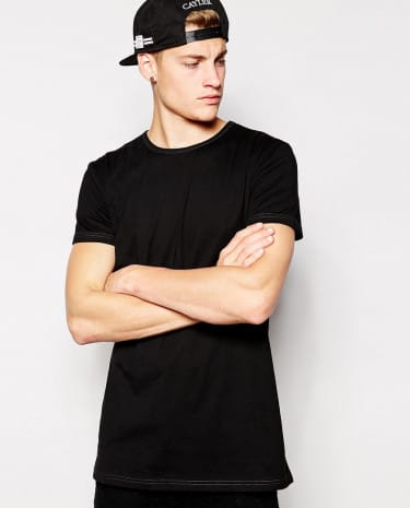 Fashion Shop - Brooklyn Supply Co T-Shirt Oversized Washed Contrast Stitch - Washedblack