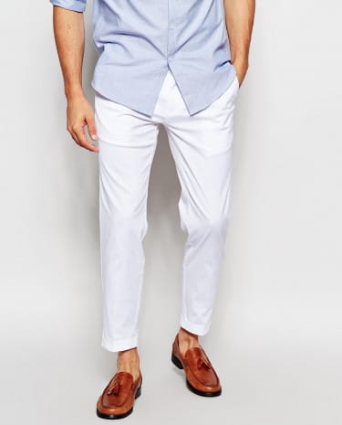 Fashion Shop - DKNY Cropped Pant Slim Fit Turn Up - White