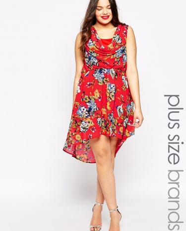 Fashion Shop - Diya Plus Sleeveless 50&apos;s Floral Dress - Multi