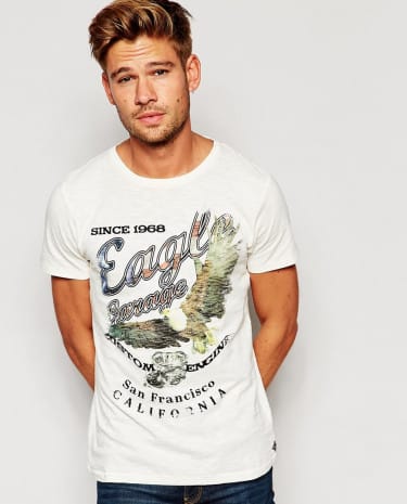 Fashion Shop - Esprit T-Shirt with Flying Eagle Print - White