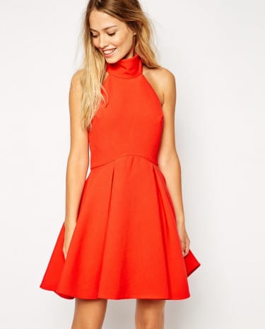 Fashion Shop - Finders Keepers Smoke Trails Skater Dress with Roll Neck - Red