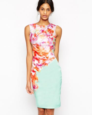 Fashion Shop - Lipsy VIP Printed Ruched Pencil Dress - Multi