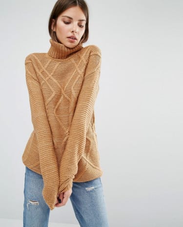 Fashion Shop - Y.A.S Fenya Oversized Rollneck - Brown