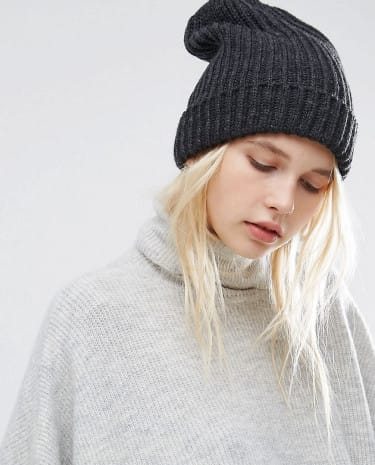 Fashion Shop - Pieces Fisherman Knit Beanie in Grey - Grey