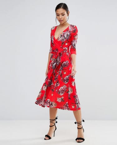Fashion Shop - ASOS Crepe Midi Dress in Floral Print - Multi