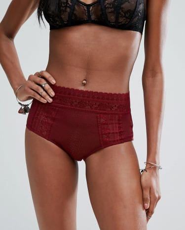 Fashion Shop - Free People High Waist Lace Briefs - Red