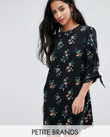 Fashion Shop - Miss Selfridge Petite Floral Tie Sleeve Mini Dress - Multi