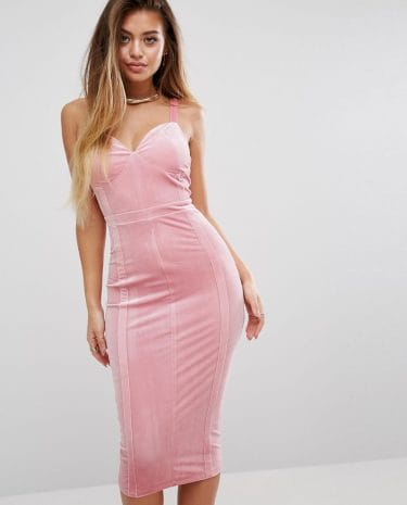 Fashion Shop - PrettyLittleThing Moulded Cup Velvet Dress - Pink