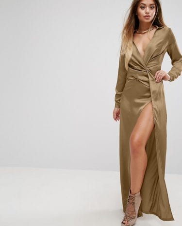 Fashion Shop - PrettyLittleThing Wrap Maxi Dress - Brown