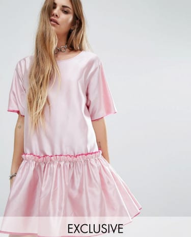 Fashion Shop - Reclaimed Vintage Drop Waist Smock Dress - Red