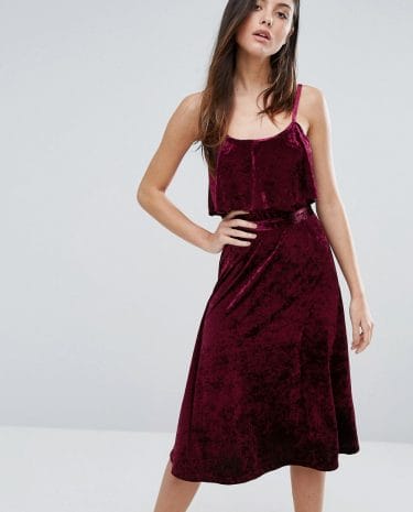 Fashion Shop - Warehouse Velvet Cami Dress - Red