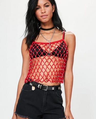 Fashion Shop - Crochet Pearl Cami Top