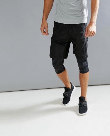 Fashion Shop - Bershka SPORT Bermuda Shorts With Leggings In Black - Black