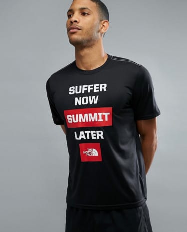 Fashion Shop - The North Face Mountain Athletics Reaxion Amp Running T-Shirt Front Print in Black/White - Black