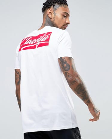 Fashion Shop - ASOS Longline T-Shirt With Classifie Text Back Print - White