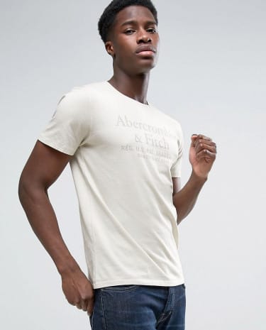 Fashion Shop - Abercrombie & Fitch T-Shirt Muscle Slim Fit Garment Dye Tonal Print In Grey - Grey