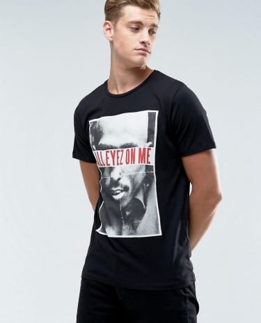 Fashion Shop - Jack & Jones Originals T-Shirt With Tupac Graphic - Black