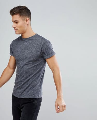 Fashion Shop - New Look T-Shirt With Roll Sleeve In Grey - Grey