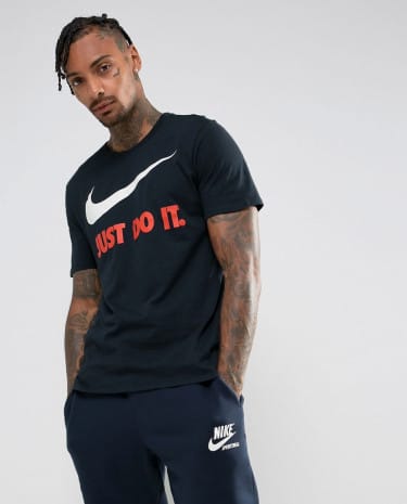 Fashion Shop - Nike Swoosh Logo T-Shirt In Navy 707360-475 - Navy