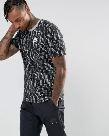Fashion Shop - Nike T-Shirt With Allover Print In Grey 856583-063 - Grey