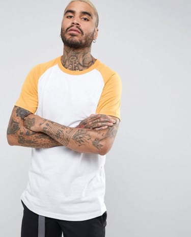 Fashion Shop - Pull & Bear Raglan T-Shirt In Mustard - White