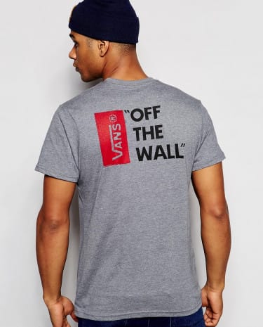 Fashion Shop - Vans T-Shirt With Off The Wall Back Print In Grey V5Y0HTG - Grey