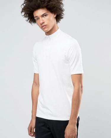 Fashion Shop - Weekday Half Tube Zip T-Shirt White - White