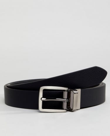 Fashion Shop - Ben Sherman Skinny Reversible Leather Belt - Black