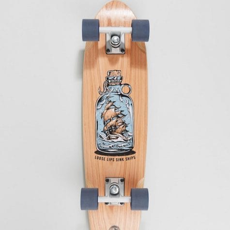 Fashion Shop - D Street Cherry Loose Lips cruiser skateboard - 7.25in x 28in - Brown